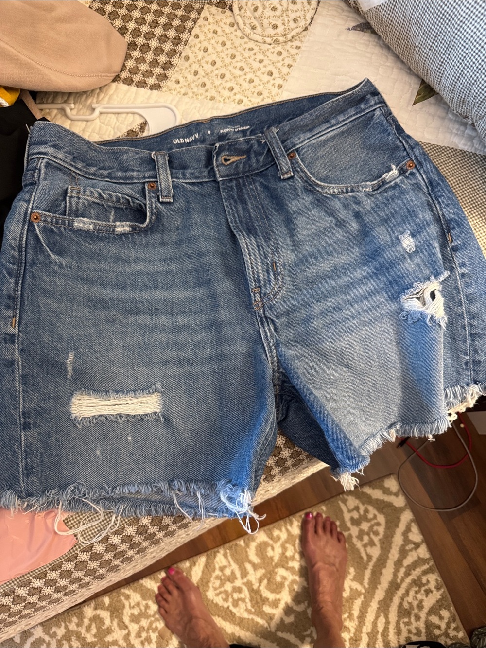 Old Navy Frayed Distressed Denim Shorts - Blue Wash